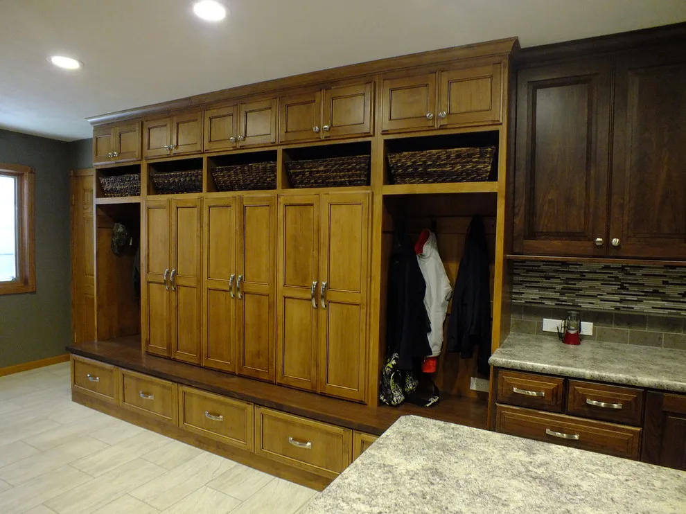Elegant Alder Lockers with Walnut Seating by Stephanie Bruntz Designs - Photo 2