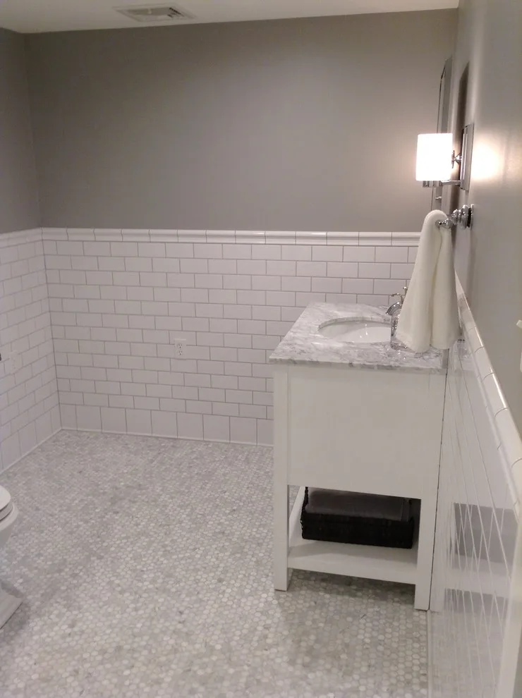 Marble Carrara and White Subway Tile Bathroom by Stacey Kocevar Designs, LLC - Photo 5