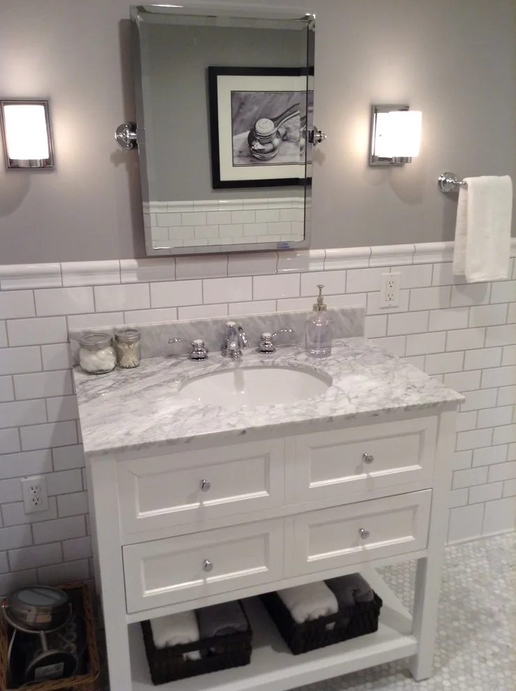 Marble Carrara and White Subway Tile Bathroom by Stacey Kocevar Designs, LLC - Photo 2
