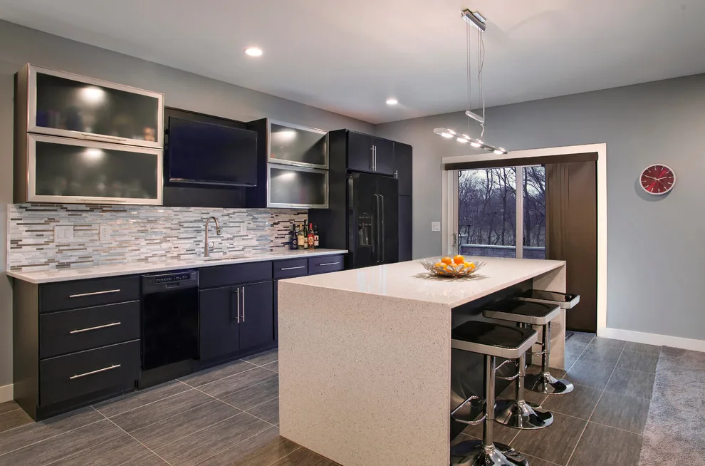 Stylish Contemporary Basement Bar by Studio H2O/PSC Distribution - Photo 2