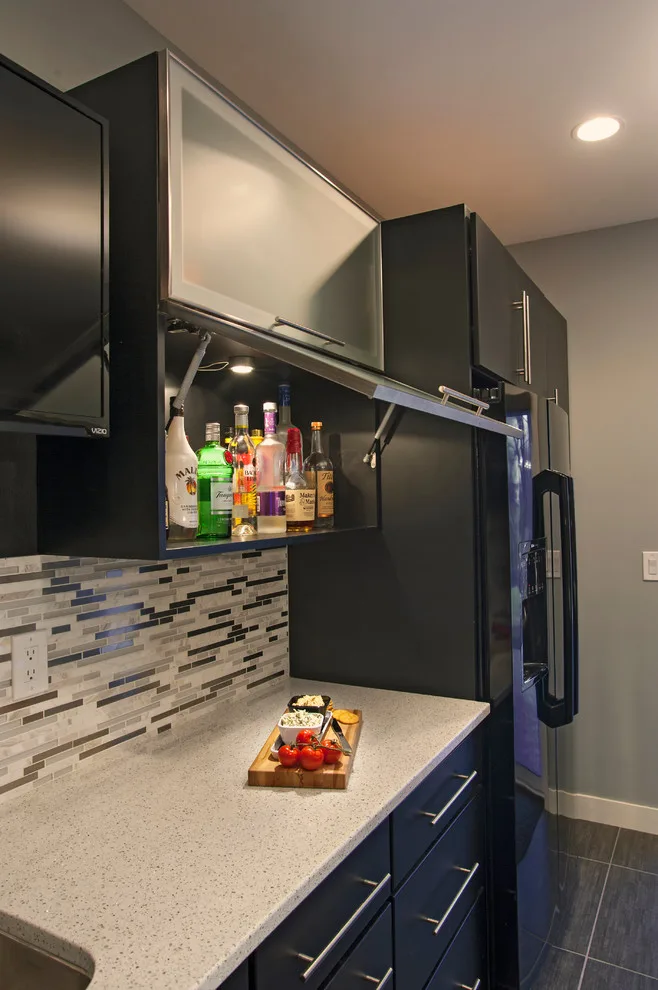 Stylish Contemporary Basement Bar by Studio H2O/PSC Distribution - Photo 6