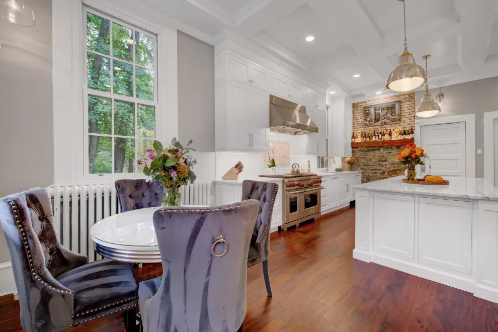 Beaded Inset Kitchen with Coffered Ceiling in Brighton by Main Line Kitchen Design - Photo 21