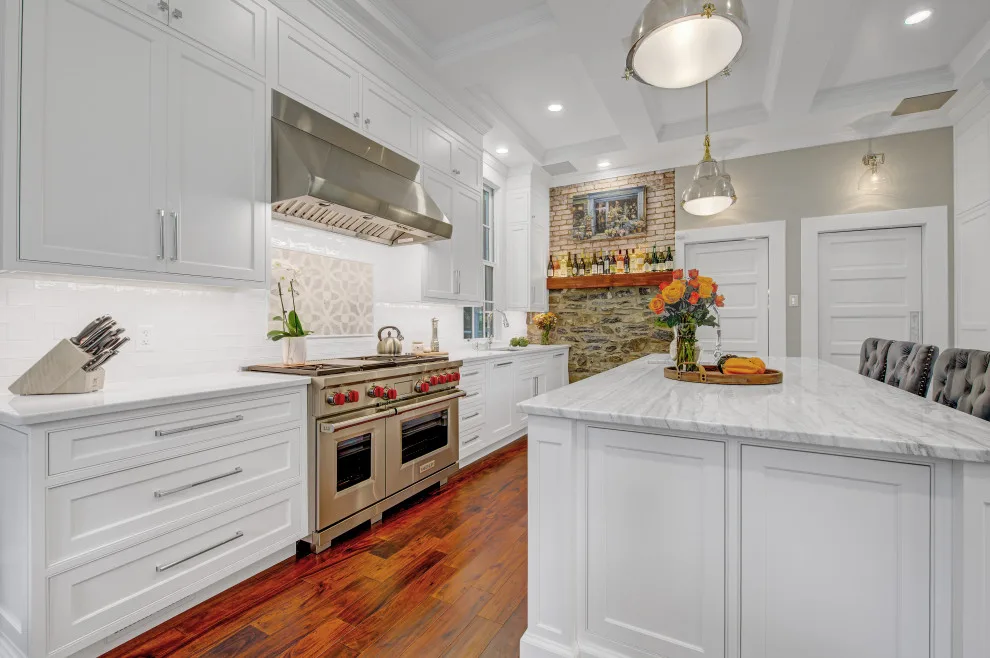Beaded Inset Kitchen with Coffered Ceiling in Brighton by Main Line Kitchen Design - Photo 19