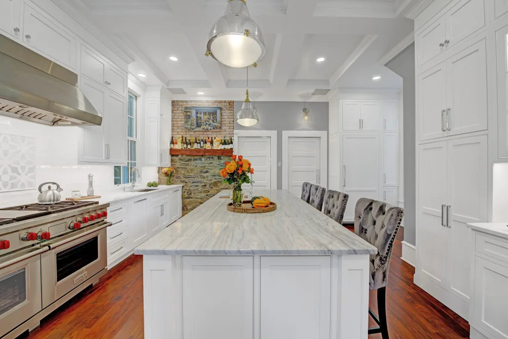 Beaded Inset Kitchen with Coffered Ceiling in Brighton by Main Line Kitchen Design - Photo 18