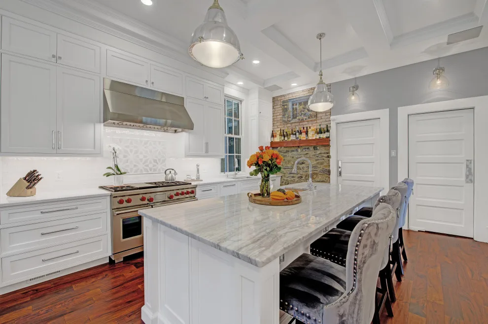 Beaded Inset Kitchen with Coffered Ceiling in Brighton by Main Line Kitchen Design - Photo 34