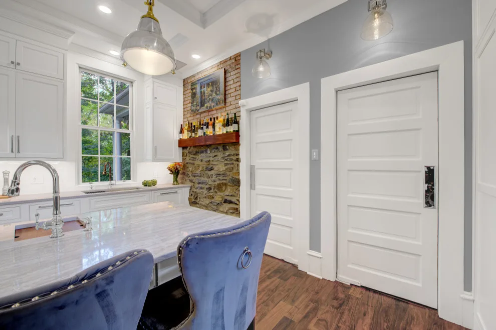 Beaded Inset Kitchen with Coffered Ceiling in Brighton by Main Line Kitchen Design - Photo 32