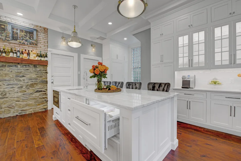 Beaded Inset Kitchen with Coffered Ceiling in Brighton by Main Line Kitchen Design - Photo 16