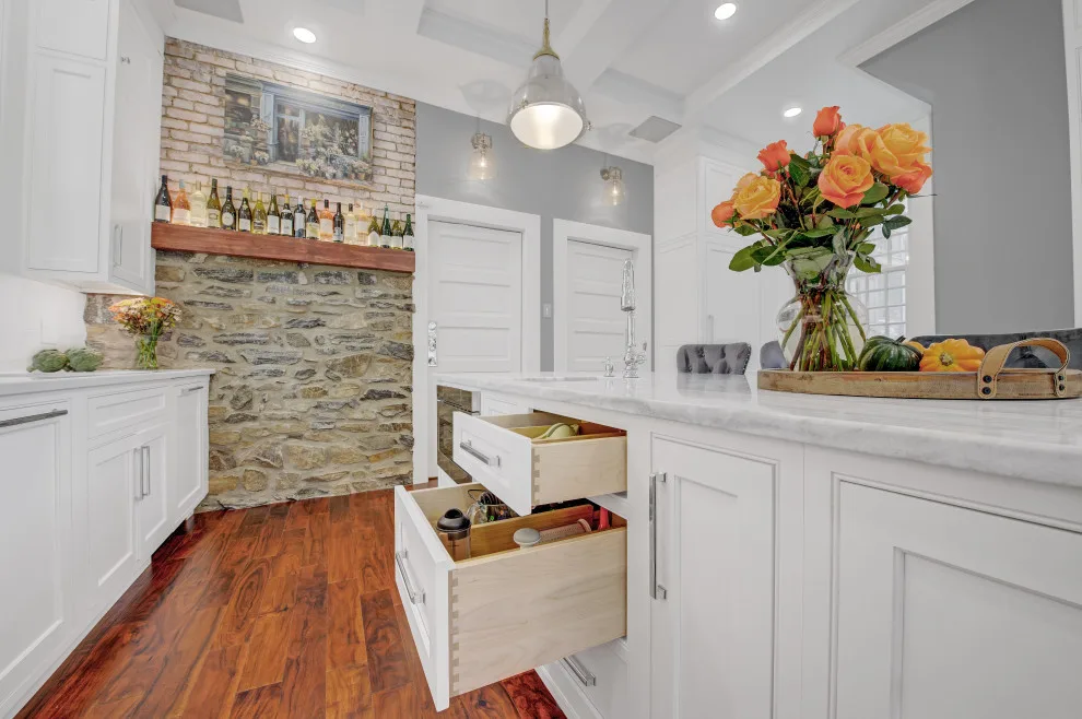 Beaded Inset Kitchen with Coffered Ceiling in Brighton by Main Line Kitchen Design - Photo 29