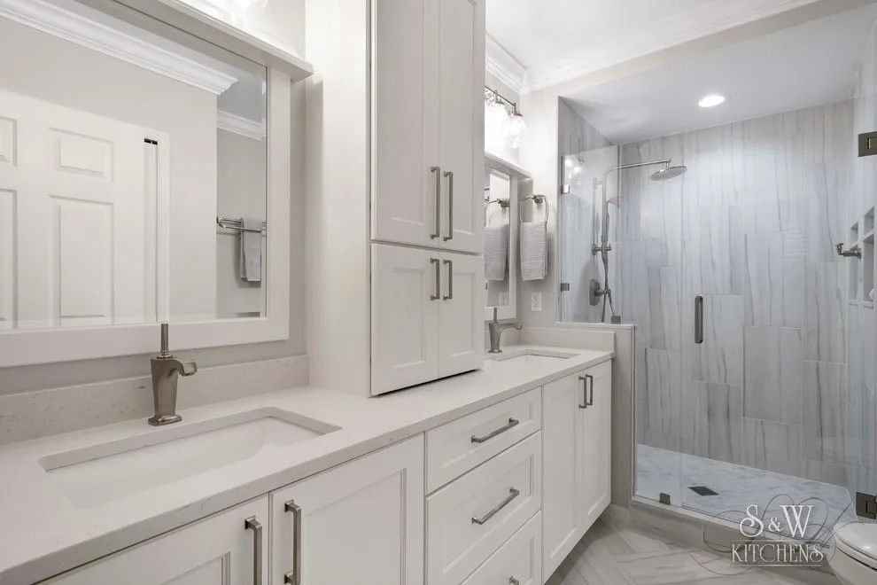 Timeless White and Gray Master Bath Design by Sarah Kraus Bartelson - S&W Kitchens - Photo 2