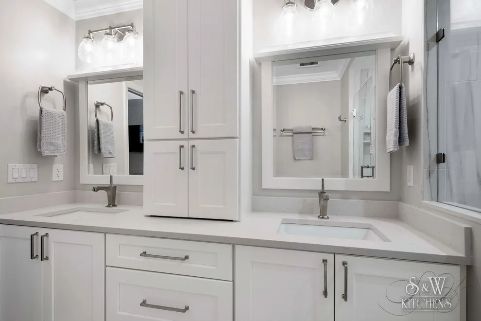 Timeless White and Gray Master Bath Design by Sarah Kraus Bartelson - S&W Kitchens - Photo 16