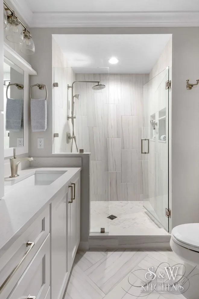 Timeless White and Gray Master Bath Design by Sarah Kraus Bartelson - S&W Kitchens - Photo 11