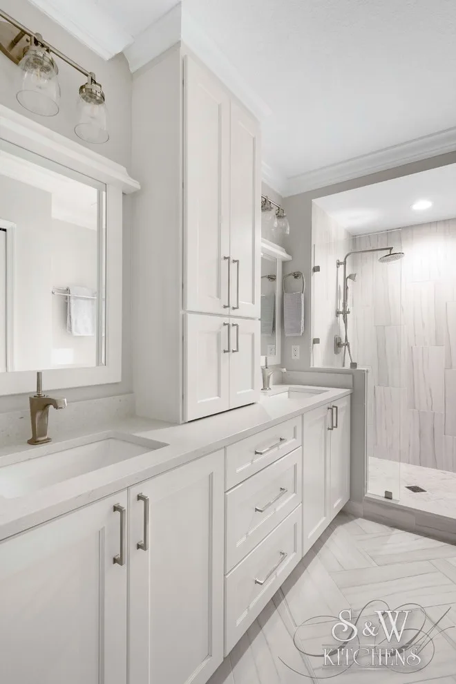 Timeless White and Gray Master Bath Design by Sarah Kraus Bartelson - S&W Kitchens - Photo 18