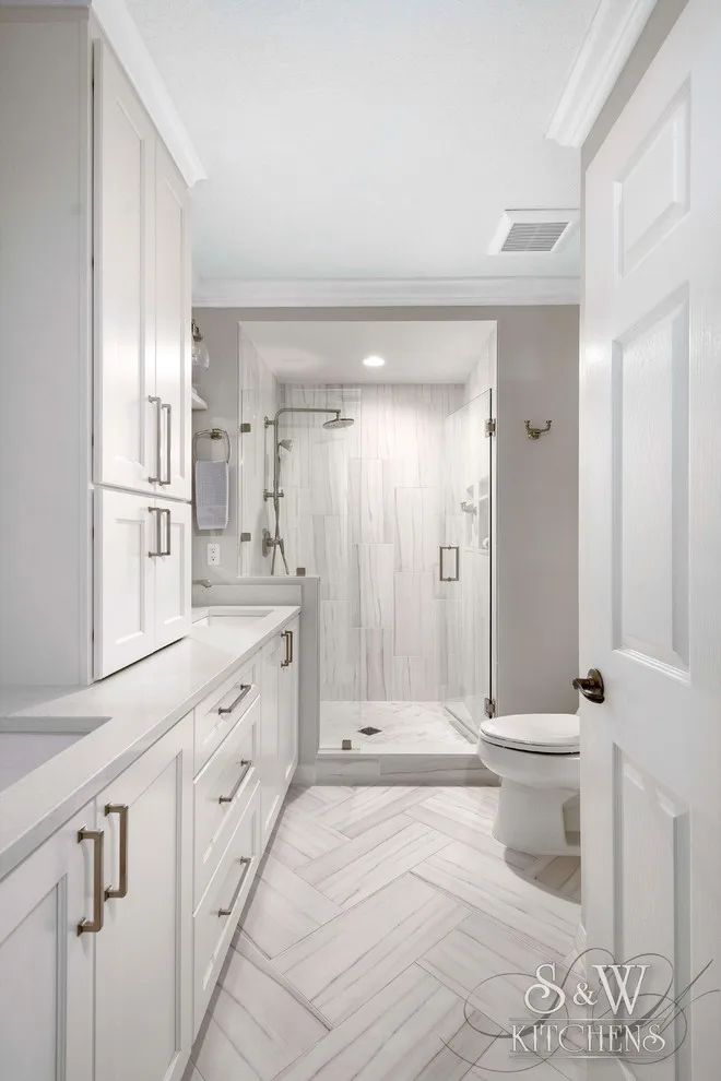 Timeless White and Gray Master Bath Design by Sarah Kraus Bartelson - S&W Kitchens - Photo 9
