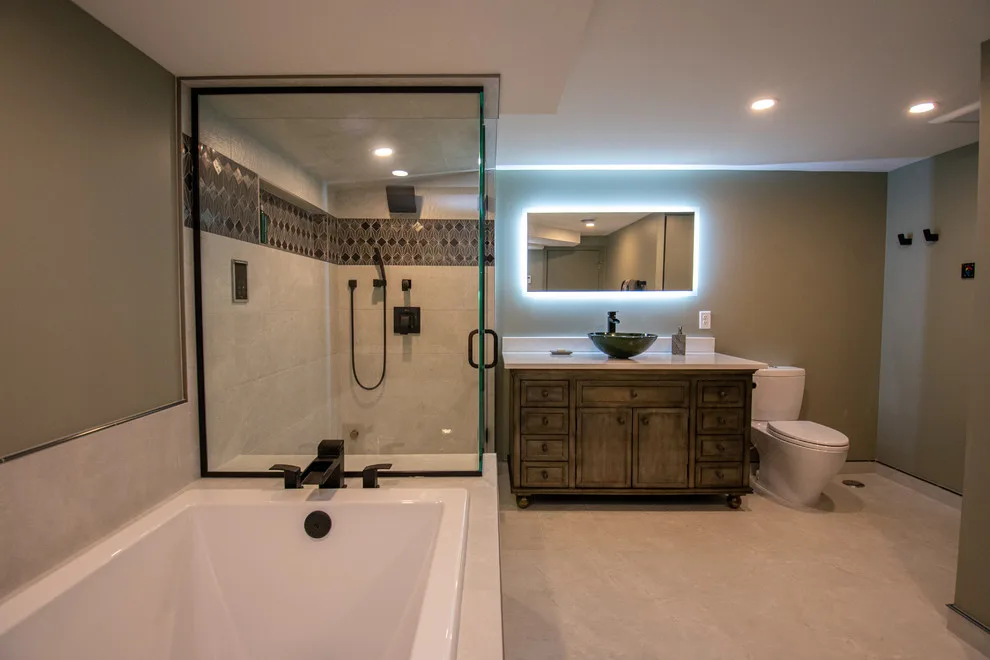 Modern Bathroom Suite with Sauna by EdgeWork Design Build - Photo 5