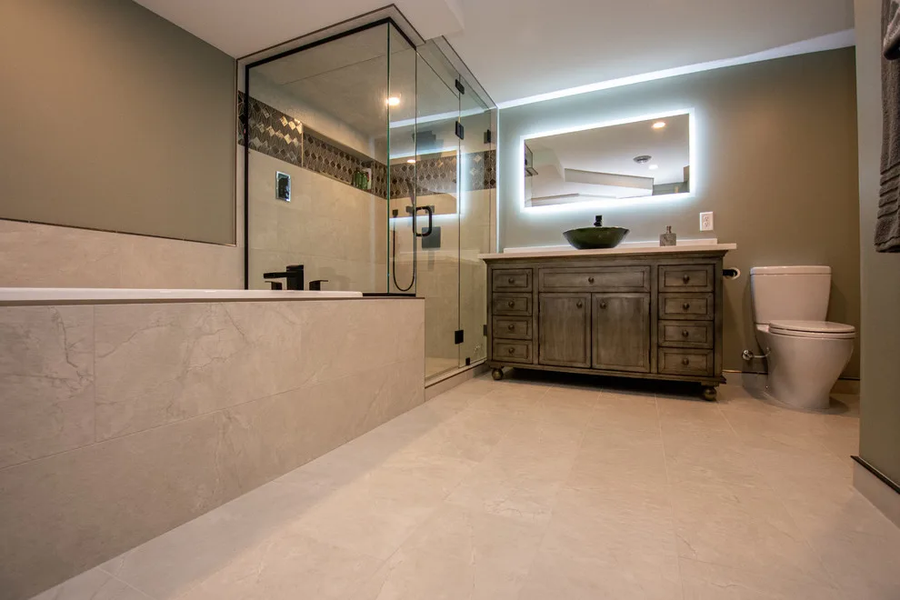 Modern Bathroom Suite with Sauna by EdgeWork Design Build - Photo 12