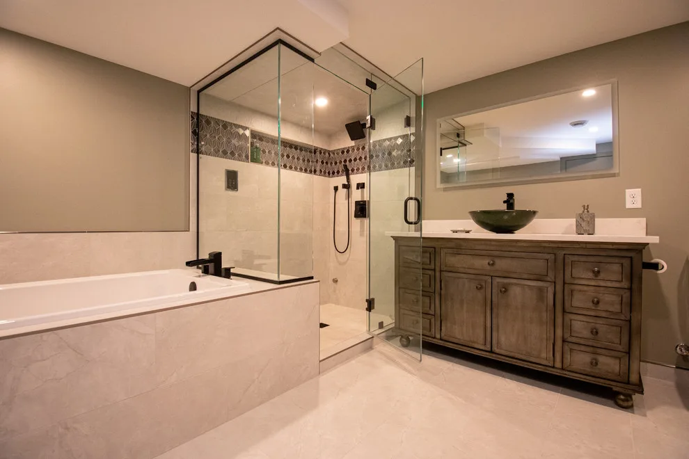 Modern Bathroom Suite with Sauna by EdgeWork Design Build - Photo 17