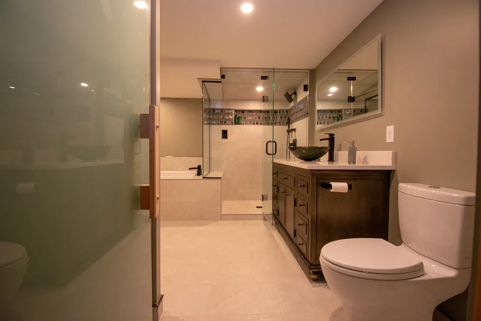 Modern Bathroom Suite with Sauna by EdgeWork Design Build - Photo 6