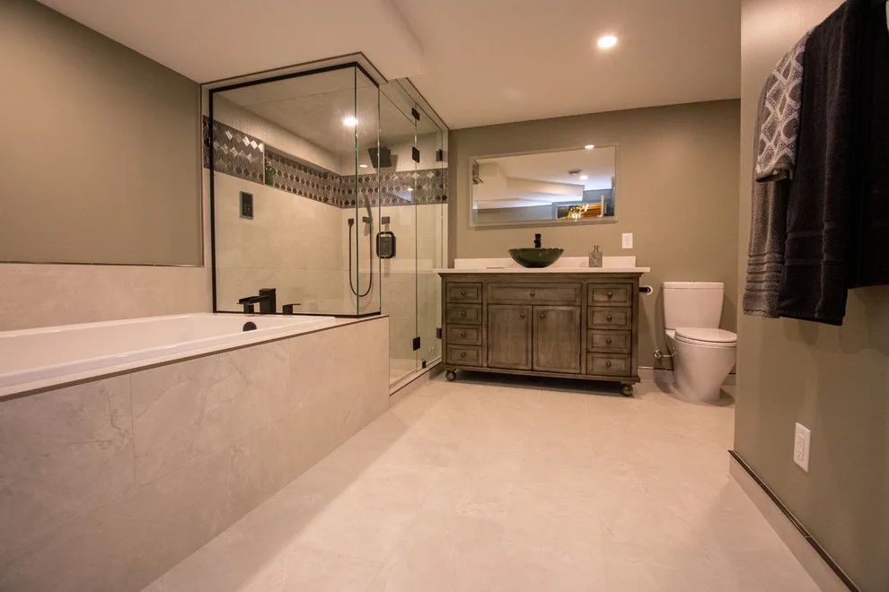 Modern Bathroom Suite with Sauna by EdgeWork Design Build - Photo 4