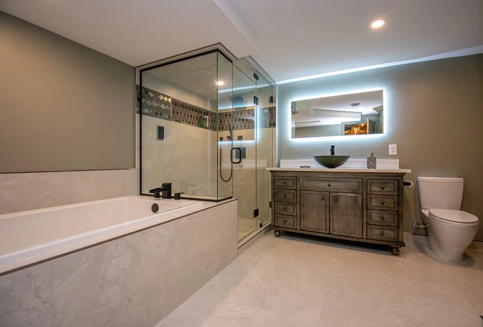 Modern Bathroom Suite with Sauna by EdgeWork Design Build - Photo 15
