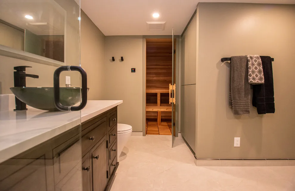 Modern Bathroom Suite with Sauna by EdgeWork Design Build - Photo 19