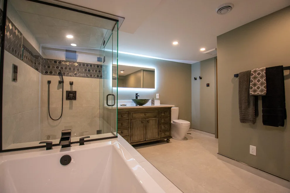 Modern Bathroom Suite with Sauna by EdgeWork Design Build - Photo 11