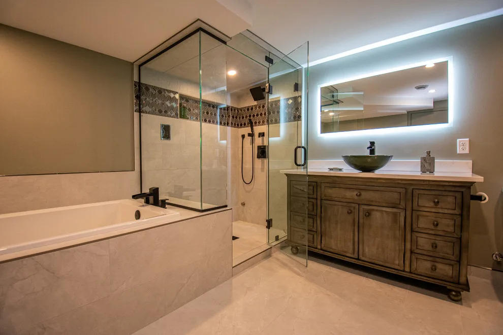 Modern Bathroom Suite with Sauna by EdgeWork Design Build - Photo 10