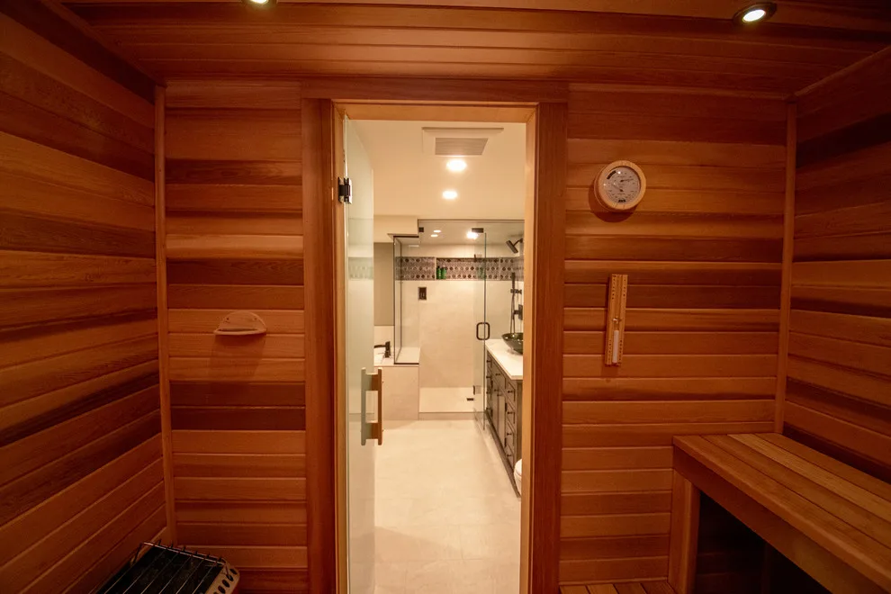Modern Bathroom Suite with Sauna by EdgeWork Design Build - Photo 7