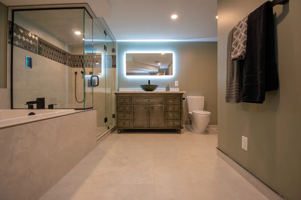 Modern Bathroom Suite with Sauna by EdgeWork Design Build - Photo 20