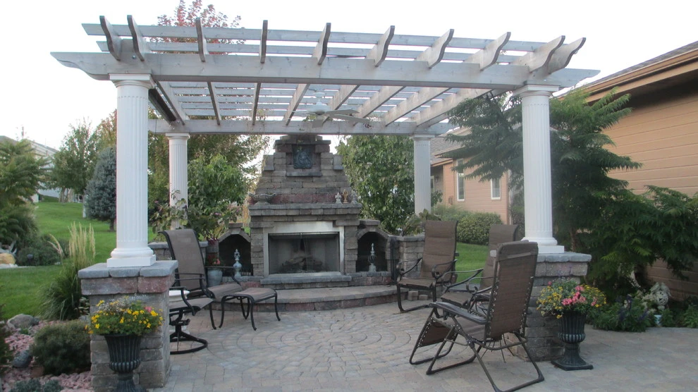 Paver Patio with Fire Place and Pond by Flash-N-Reds Inc - Photo 2
