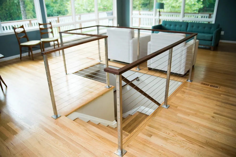 Stainless Steel Cable and Walnut Handrail Project by Labra Design Build - Photo 9