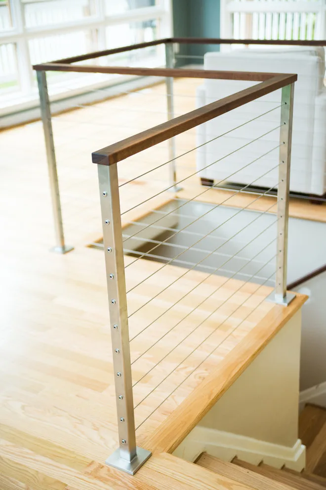 Stainless Steel Cable and Walnut Handrail Project by Labra Design Build - Photo 6