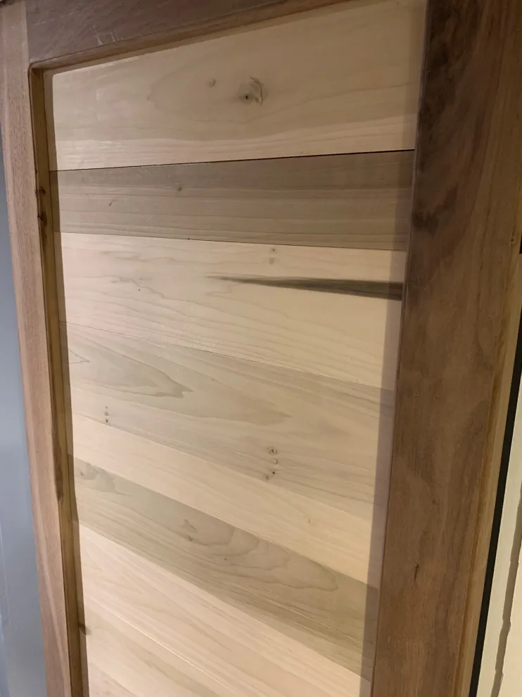 Bespoke Walnut and Maple Bathroom Door by Longing Woodworks Company - Photo 2