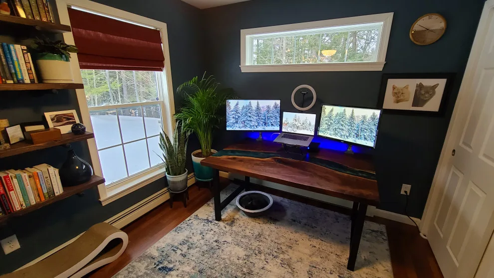 Mossy Teal River Desk with Black Walnut Live Edge by The Ole Wood Shack - Photo 3