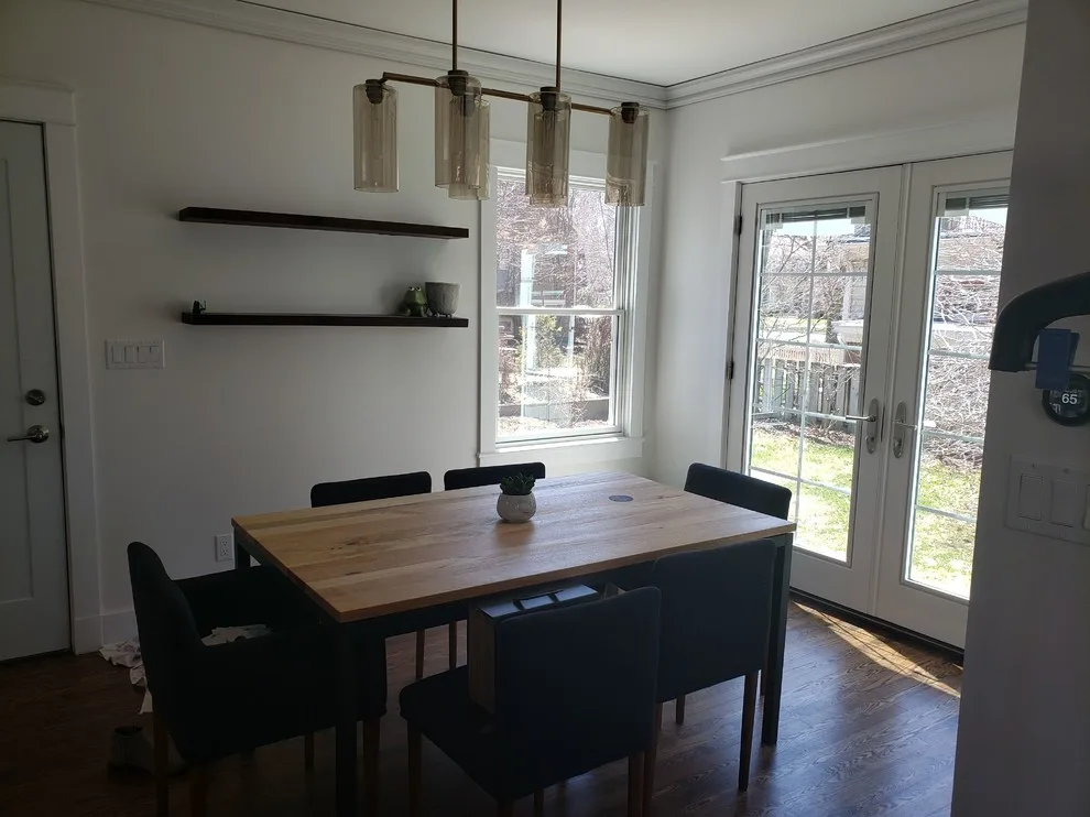 Open Concept Dining Room Project with White Kitchen and Blue Island by CJC Carpentry, LLC - Photo 7