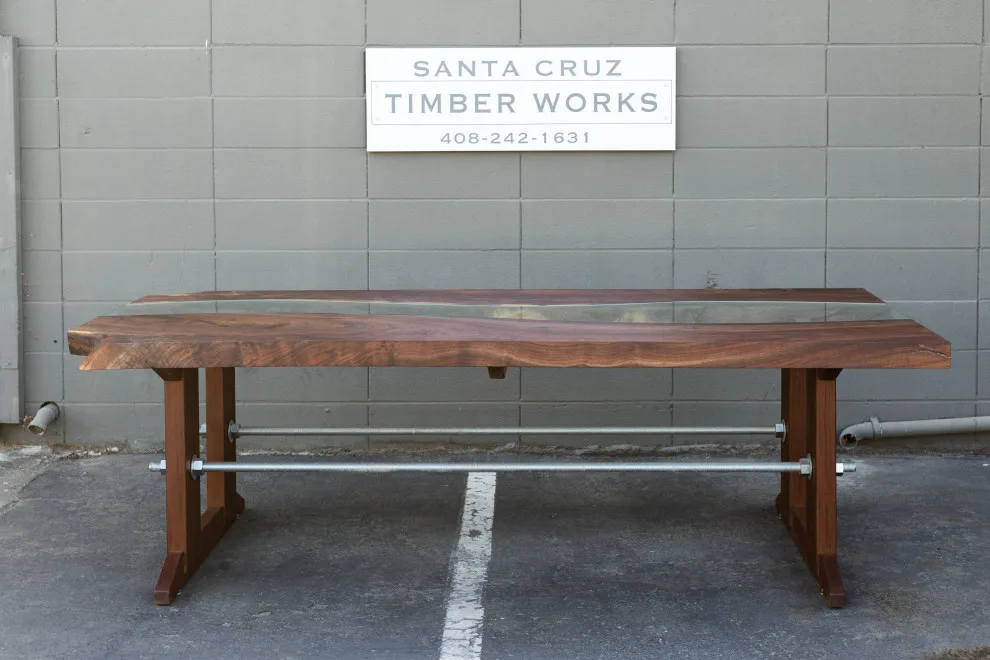 River Table with Walnut Slab by Santa Cruz Timber Works - Photo 11