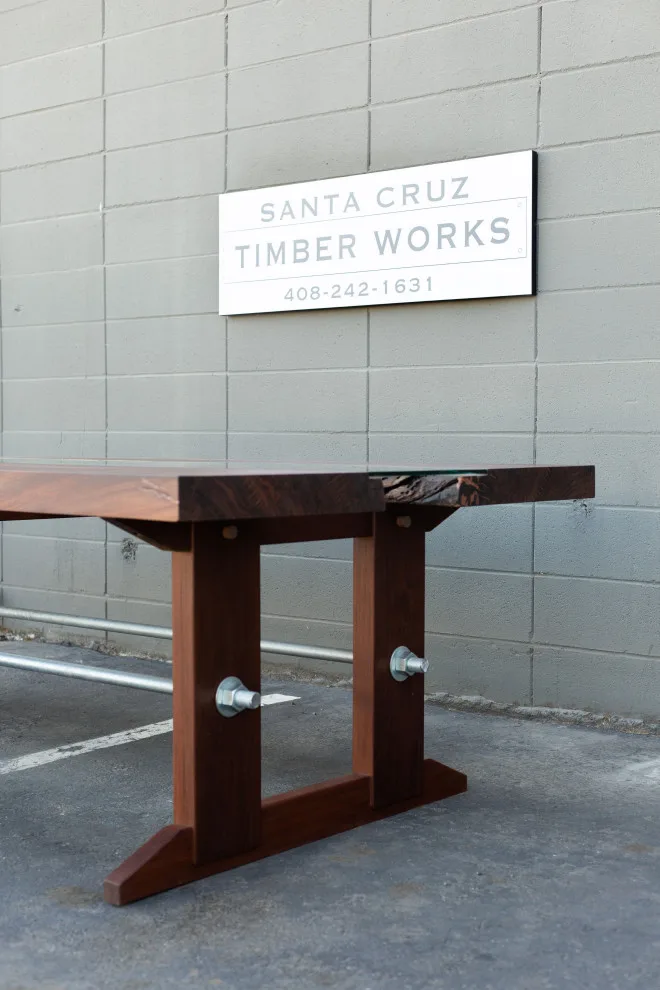 River Table with Walnut Slab by Santa Cruz Timber Works - Photo 10