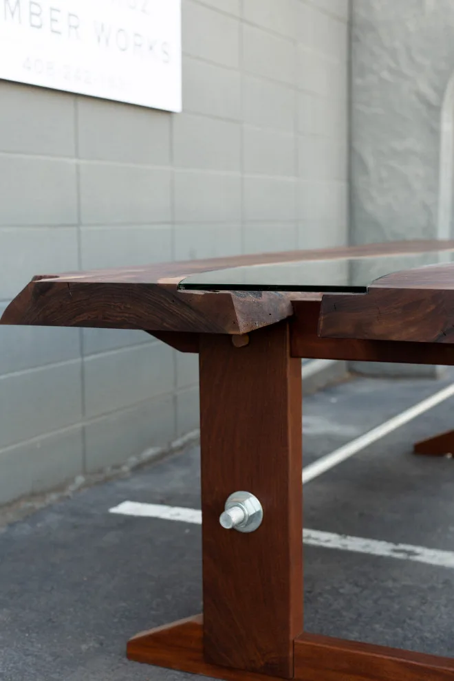 River Table with Walnut Slab by Santa Cruz Timber Works - Photo 12