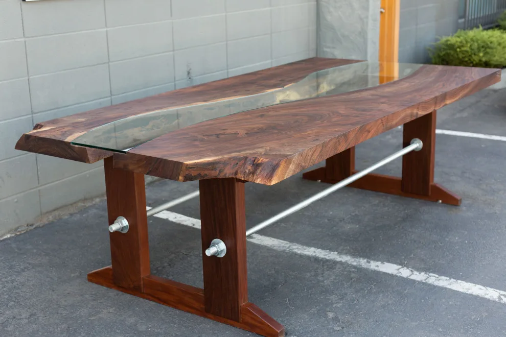 River Table with Walnut Slab by Santa Cruz Timber Works - Photo 17