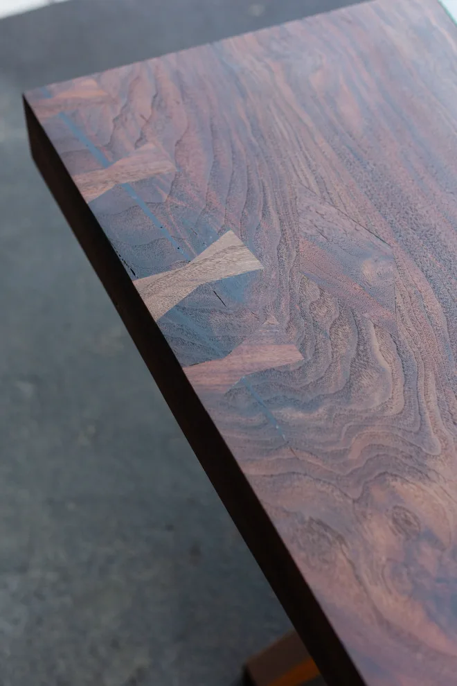 River Table with Walnut Slab by Santa Cruz Timber Works - Photo 3