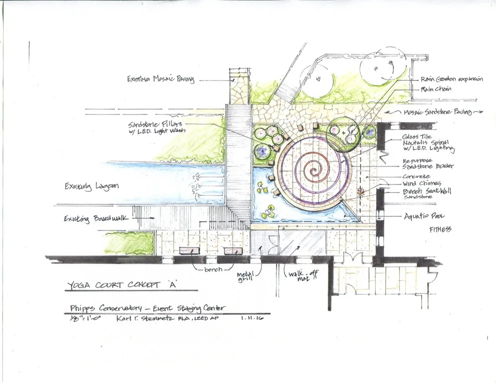 Phipps Conservatory - Exhibit Structure - Yoga Garden - Conceptual Design by Karl Steinmetz Landscape Architect - Photo 7