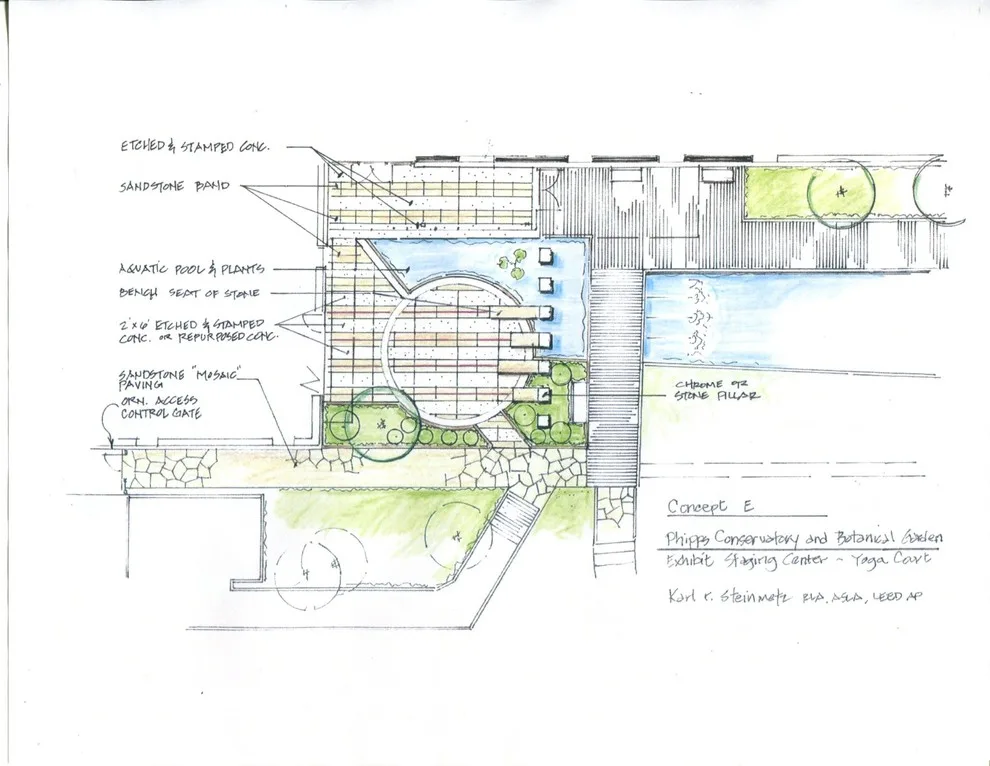Phipps Conservatory - Exhibit Structure - Yoga Garden - Conceptual Design by Karl Steinmetz Landscape Architect - Photo 2