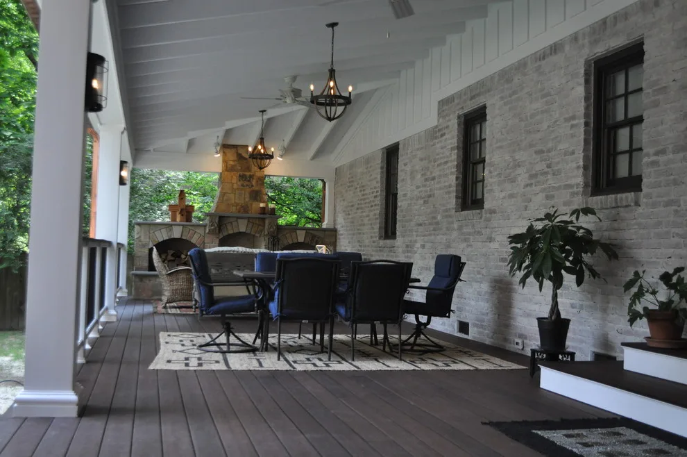 Enclosed Composite Deck with Elegant Outdoor Fireplace by Covenant Pool And Landscape - Photo 11