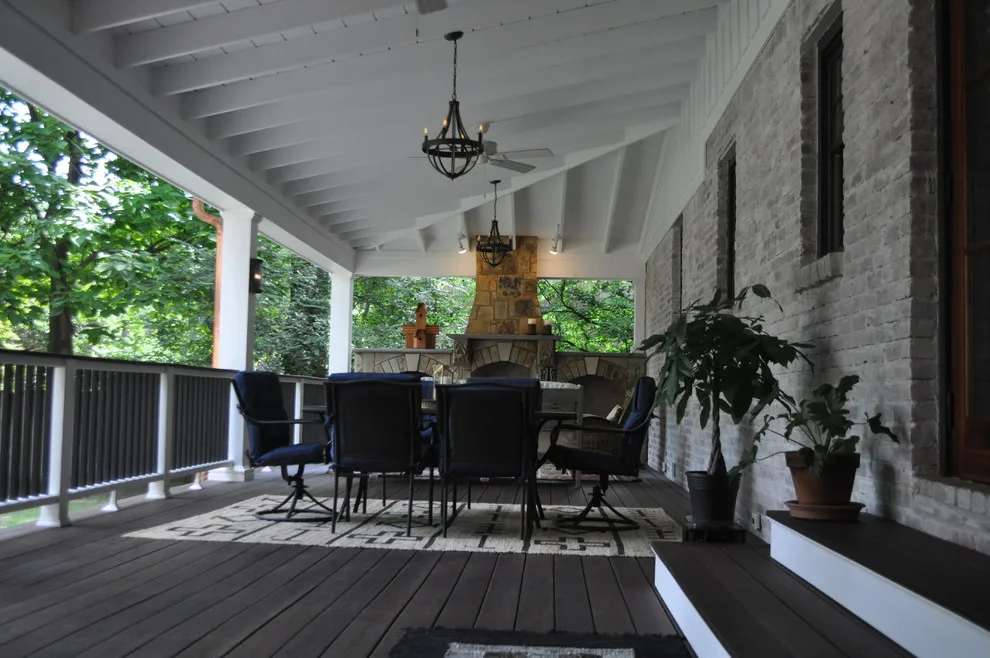 Enclosed Composite Deck with Elegant Outdoor Fireplace by Covenant Pool And Landscape - Photo 18