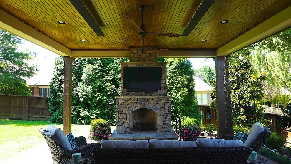 Patio with Fireplace Coverage by Covenant Pool And Landscape - Photo 2