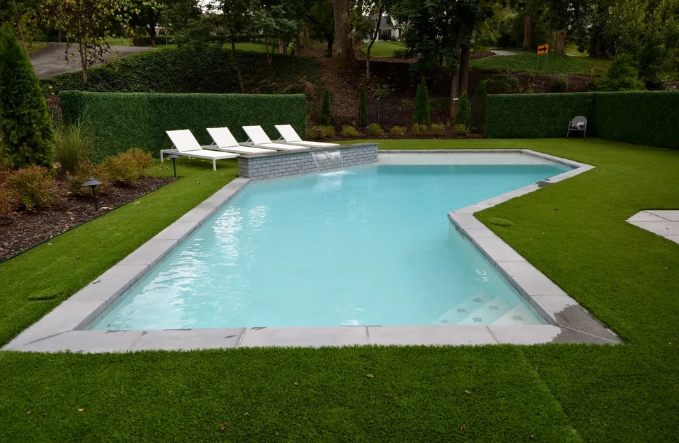 Contemporary Pool with Synthetic Grass and Boxwood by The Easy Gardener - Photo 3