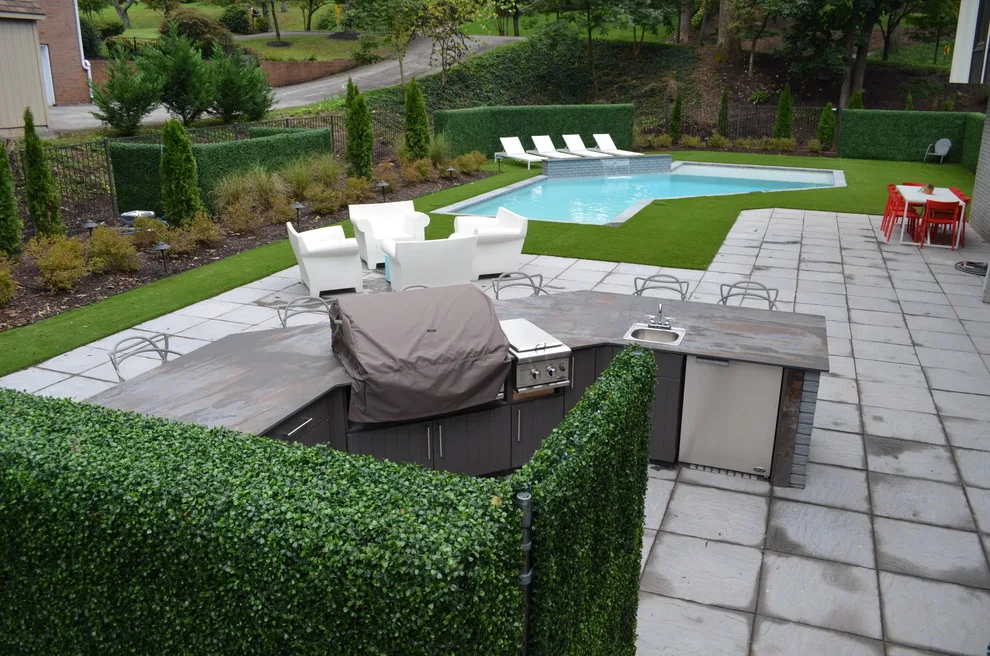 Contemporary Pool with Synthetic Grass and Boxwood by The Easy Gardener - Photo 2