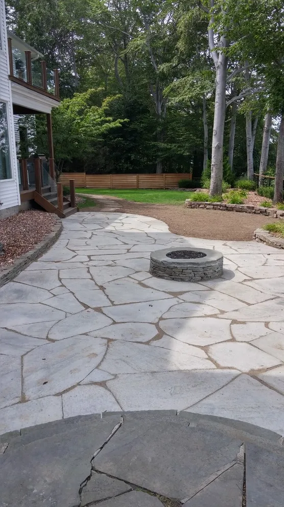 Custom Fire Pit and Natural Stone Patio by Twin Oaks Lawn And Landscape, Inc. - Photo 5