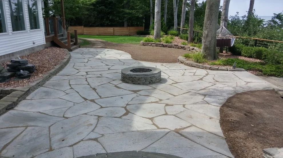 Custom Fire Pit and Natural Stone Patio by Twin Oaks Lawn And Landscape, Inc. - Photo 3