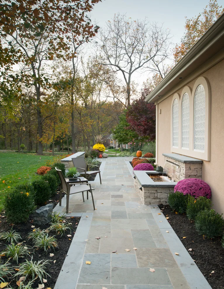 Kowalik Front Entryway with Fountain by Maverick Landscaping, Porch And Patio - Photo 12