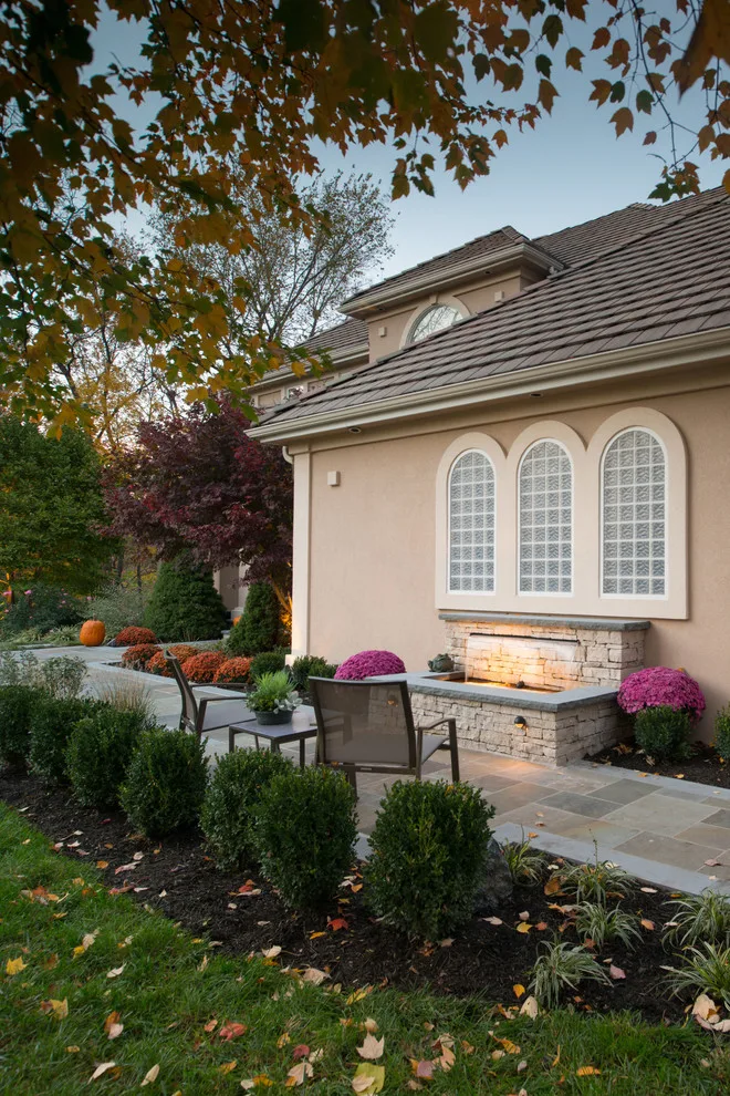 Kowalik Front Entryway with Fountain by Maverick Landscaping, Porch And Patio - Photo 56